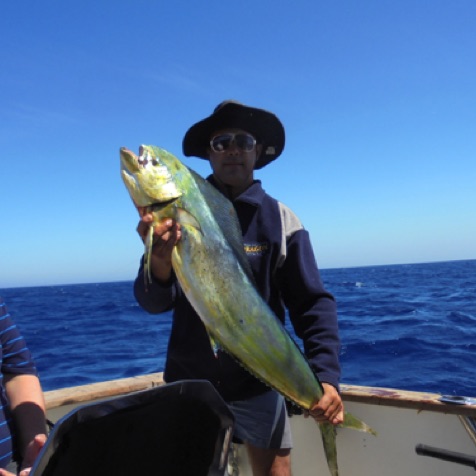 Mario with a dourado (dorado), also known as Mahi Mahi Mario with a dourado (dorado), also known as Mahi Mahi